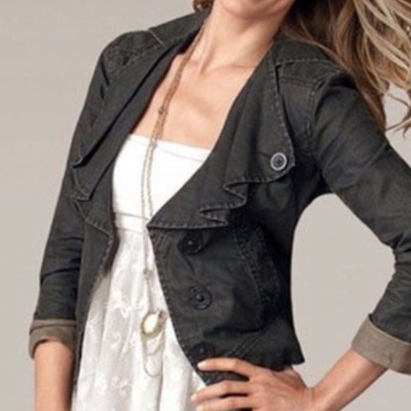 CAbi Jackets & Blazers - CAbi Waxed Linen Moto Jacket